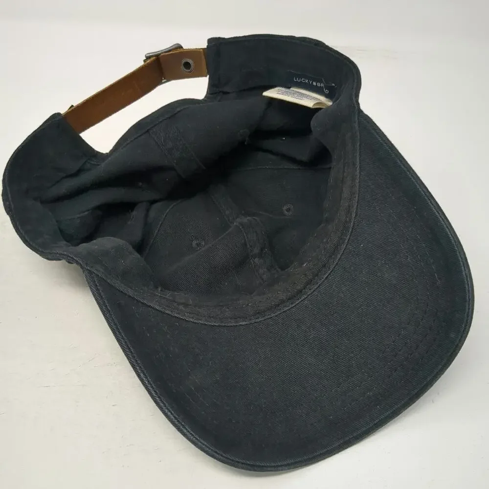Lucky Brand Triumph Motorcycles Baseball Cap Black One Size Leather Strap Hat